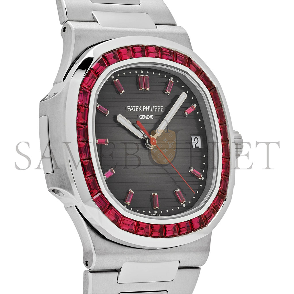 PATEK PHILIPPE NAUTILUS PLATINUM GREY DIAL RUBY BEZEL 5711/112P-001